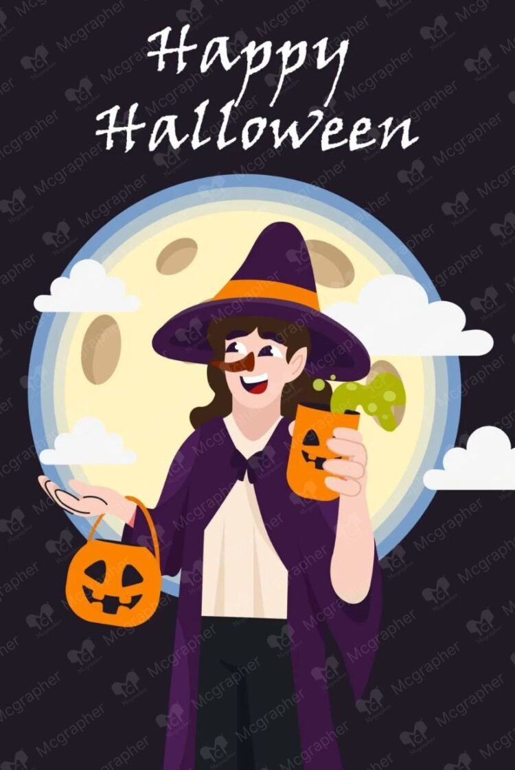Halloween hunted witch Illustration