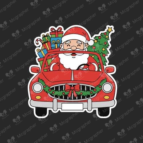 Christmas eve santa car Clipart