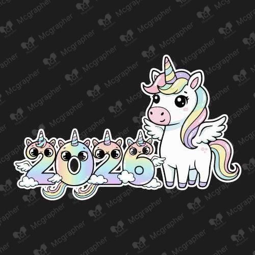 2026 New Year unicorn sticker
