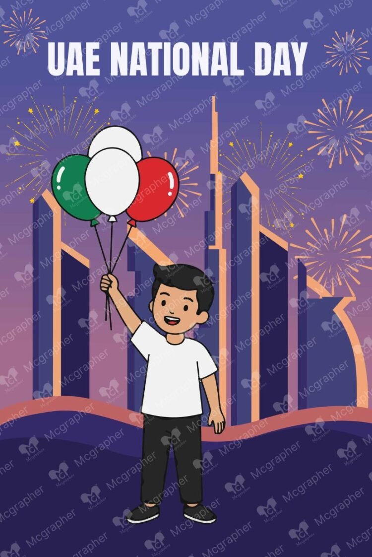 UAE National Day fireworks vector