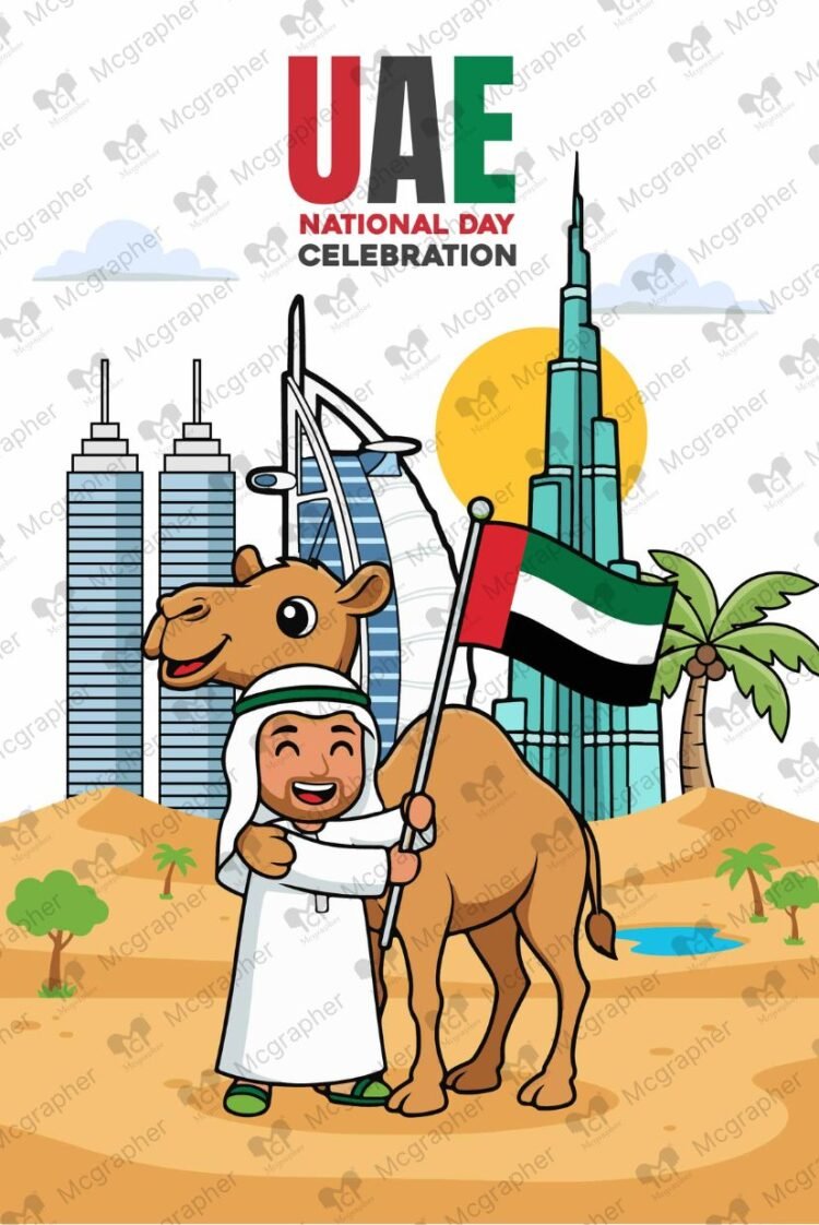 UAE National Day Happiness Vector